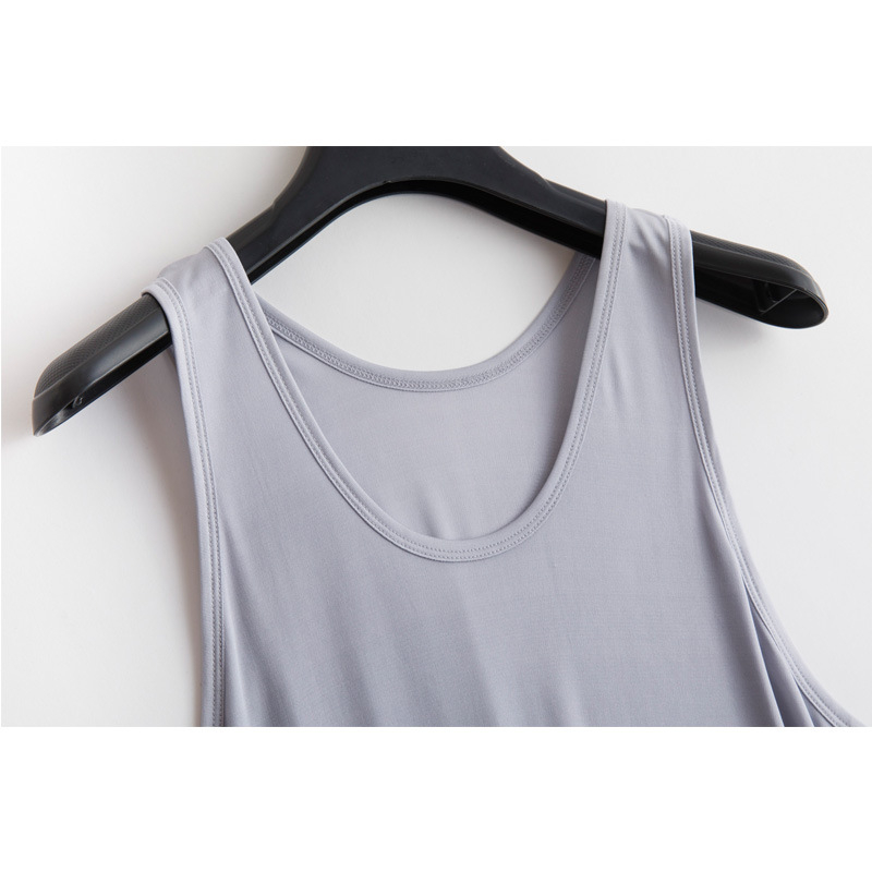 Vesta z hodváb z moruše, bez rukávov, s širokými ramenami, guľatý výstrih, tenká pletenina, leto