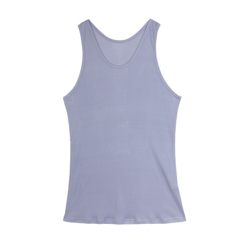 Vesta z hodváb z moruše, bez rukávov, s širokými ramenami, guľatý výstrih, tenká pletenina, leto