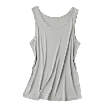 Vesta zo silkej hodvábnej priadze s širokými ramenami - 100% hodváb Mulberry, okrúhly výstrih, tenká látka 101–120 g/m2, leto 2024, ležérny štýl