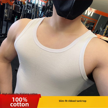 Pánske tielko z bavlny, okrúhly výstrih, hrubá látka 251–300 g/m², športový štýl, 100% bavlna