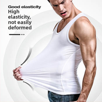 Pánska vesta zo viskózy so širokými ramenami, úzky strih, okrúhly výstrih, hrubá tkanina 201-250 g/m2, leto/jeseň