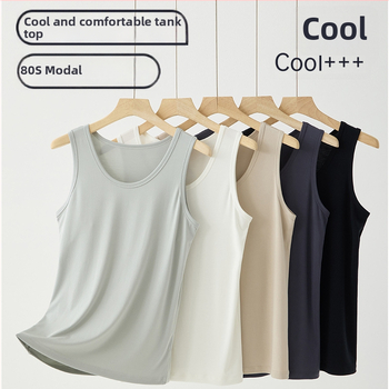 80-Count Modal pánske tielko bez rukávov pre šport a fitness, priedušný základný vrstva, s kruhovým výstrihom