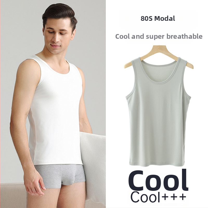 80-Count Modal pánske tielko bez rukávov pre šport a fitness, priedušný základný vrstva, s kruhovým výstrihom