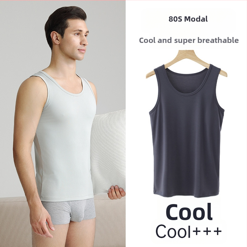 80-Count Modal pánske tielko bez rukávov pre šport a fitness, priedušný základný vrstva, s kruhovým výstrihom