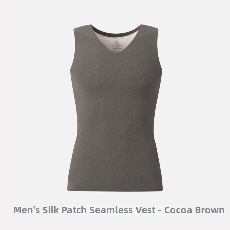 Pánska termálna vesta s V-krkom, fleece podšívka, pletené tkanivo, stredná dĺžka, polyester-spandex (90–95% polyesteru)