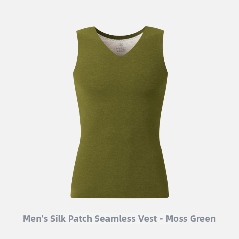 Pánska termálna vesta s V-krkom, fleece podšívka, pletené tkanivo, stredná dĺžka, polyester-spandex (90–95% polyesteru)