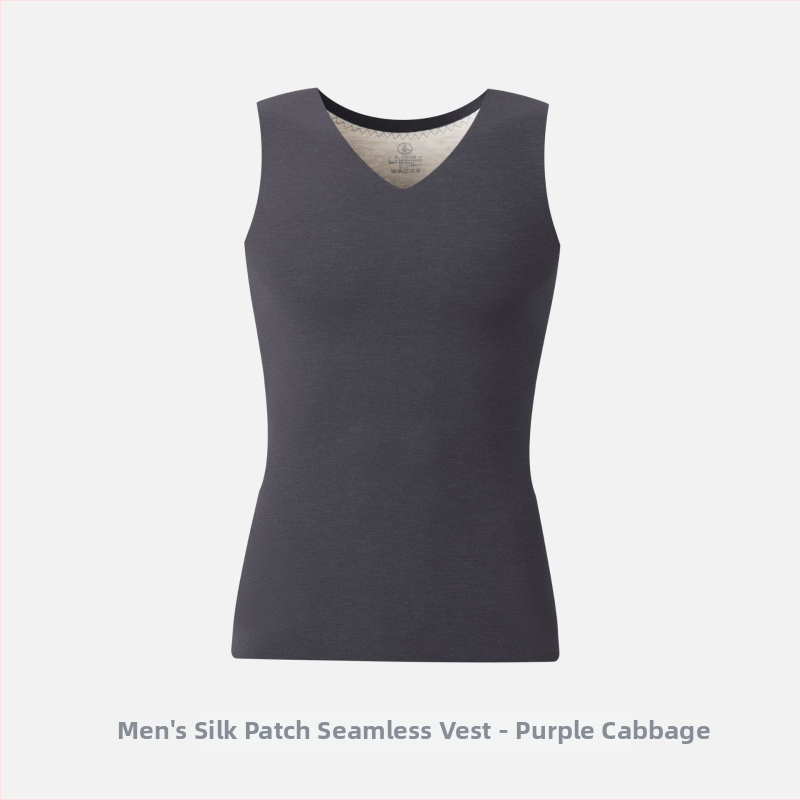 Pánska termálna vesta s V-krkom, fleece podšívka, pletené tkanivo, stredná dĺžka, polyester-spandex (90–95% polyesteru)