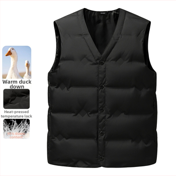 Pánska vesta s kačacím perím, bez rukávov, zimná kolekcia 2025, materiál: nylon, výplň: kačacie perie, obsah peria 86–90%, hrúbka: zosilnená