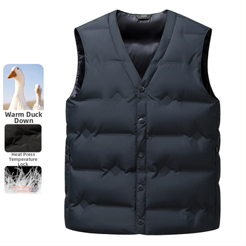 Pánska vesta s kačacím perím, bez rukávov, zimná kolekcia 2025, materiál: nylon, výplň: kačacie perie, obsah peria 86–90%, hrúbka: zosilnená