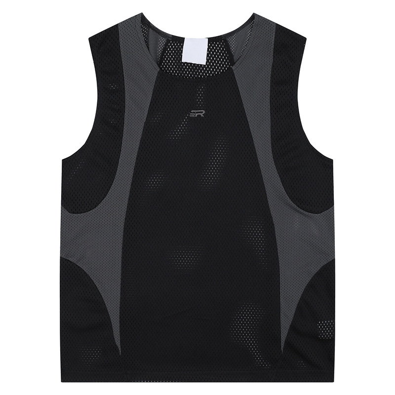 Δίκτυωτο αναπνεύσιμο αμάνικο μπλουζάκι μπάσκετ – unisex, χαλαρή γραμμή, μοτίβο με γράμματα, 95% νάιλον, καλοκαίρι, αστικό στυλ