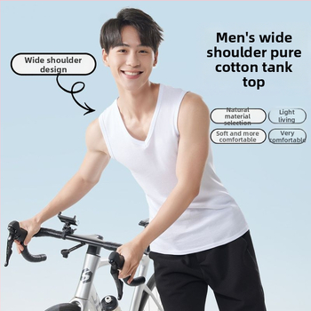 Pánska bavlnená vesta s širokými ramenami, bez rukávov, V-krk, voľnočasový štýl, 95–100% bavlna, gramáž tkaniny 181–200 g/m²