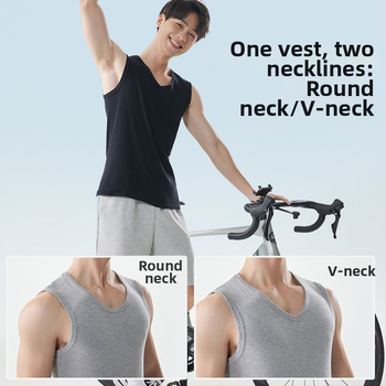 Pánska bavlnená vesta s širokými ramenami, bez rukávov, V-krk, voľnočasový štýl, 95–100% bavlna, gramáž tkaniny 181–200 g/m²