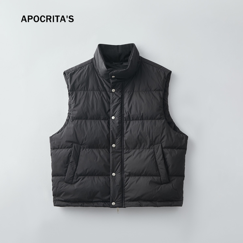 Férfi téli mellény libatollal | Tolltartalom 86–90%, 80 g töltet, Külső anyag Nylon/Polyamide, Álló gallér, Cipzár