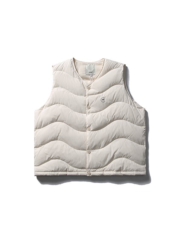 Nylonová vesta s výplňou z bieleho kačacieho pádu, podiel peria 86–90%, japonský retro štýl