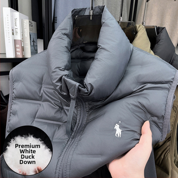 Vesta s perovou výplňou, stojací golier, predný zips, kapsy na zips, zimné nosenie