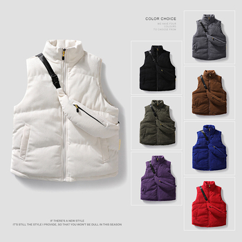 Pánske vesty z kordury so výplňou z imitácie hodvábu a bavlny, voľný strih, japonský štýl