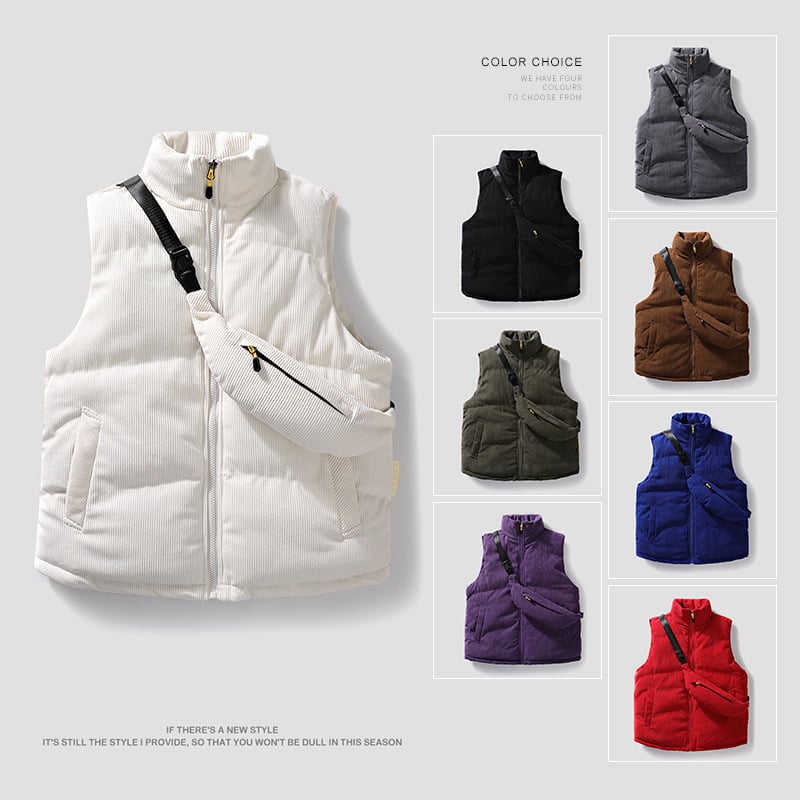 Pánske vesty z kordury so výplňou z imitácie hodvábu a bavlny, voľný strih, japonský štýl