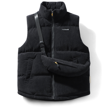 Vesta z kordúrovej bavlny, bez rukávov, voľný strih, obojstranné nosenie, teplo na jeseň i zimu