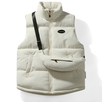 Vesta z kordúrovej bavlny, bez rukávov, voľný strih, obojstranné nosenie, teplo na jeseň i zimu