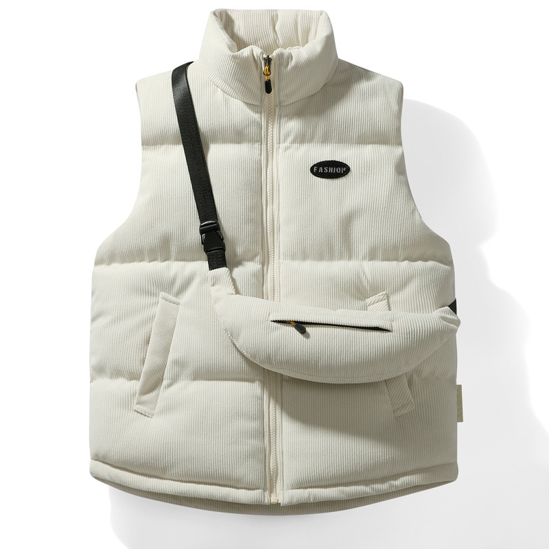 Vesta z kordúrovej bavlny, bez rukávov, voľný strih, obojstranné nosenie, teplo na jeseň i zimu