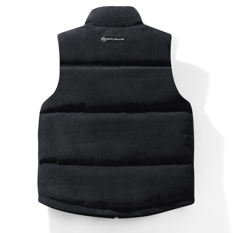 Vesta z kordúrovej bavlny, bez rukávov, voľný strih, obojstranné nosenie, teplo na jeseň i zimu
