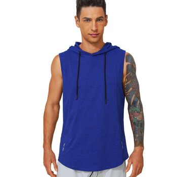 Pánska bezruková vesta s kapucňou – priedušná, rýchloschnúca, 100% polyester, na beh a fitness (leto/jar)