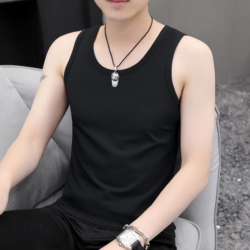 Pánska bezrukávová vesta so štíhlym strihom, okrúhly výstrih, 95% polyesterová zmes, letné voľnočasové oblečenie