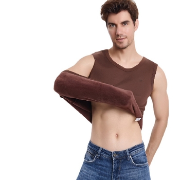 Ανδρικό ζεστό γιλέκο με βελούδινη επένδυση και πολυεστερική ύφανση για το χειμώνα, ανάλαφρο στυλ