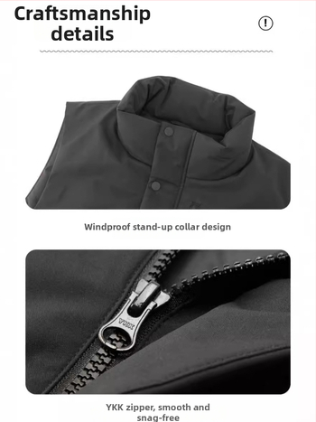 Pánska vesta so stojacím golierom, výplň 60–90 g, fleece podšívka, zips, voľný strih