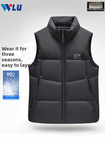 Unisex prešívaná vesta s kapucňou, obsah peria 86–90%, výplň 74–95 g, výplň: kačací per, zips