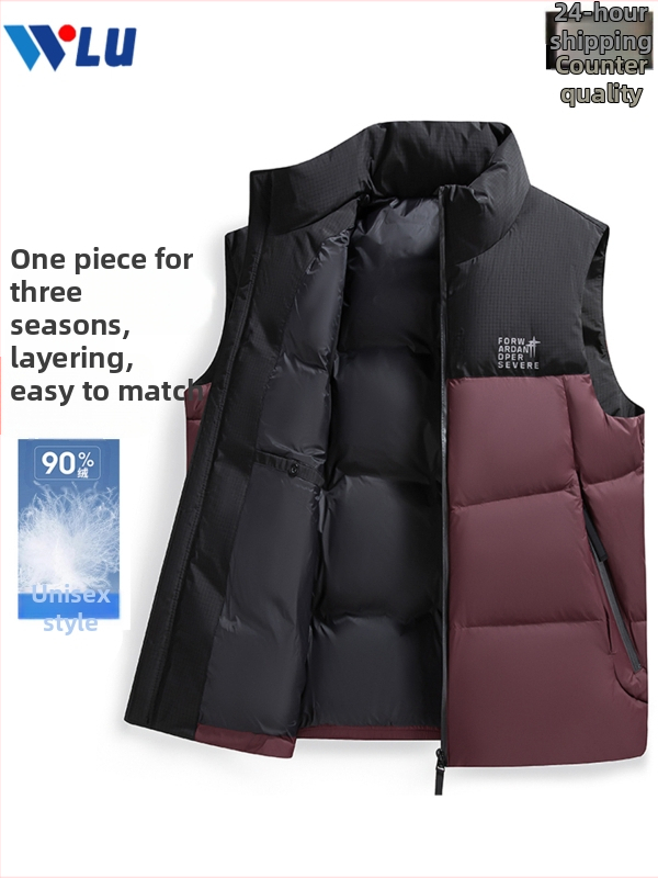 Unisex prešívaná vesta s kapucňou, obsah peria 86–90%, výplň 74–95 g, výplň: kačací per, zips