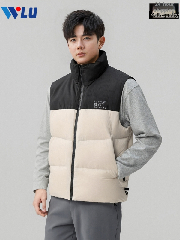 Unisex prešívaná vesta s kapucňou, obsah peria 86–90%, výplň 74–95 g, výplň: kačací per, zips