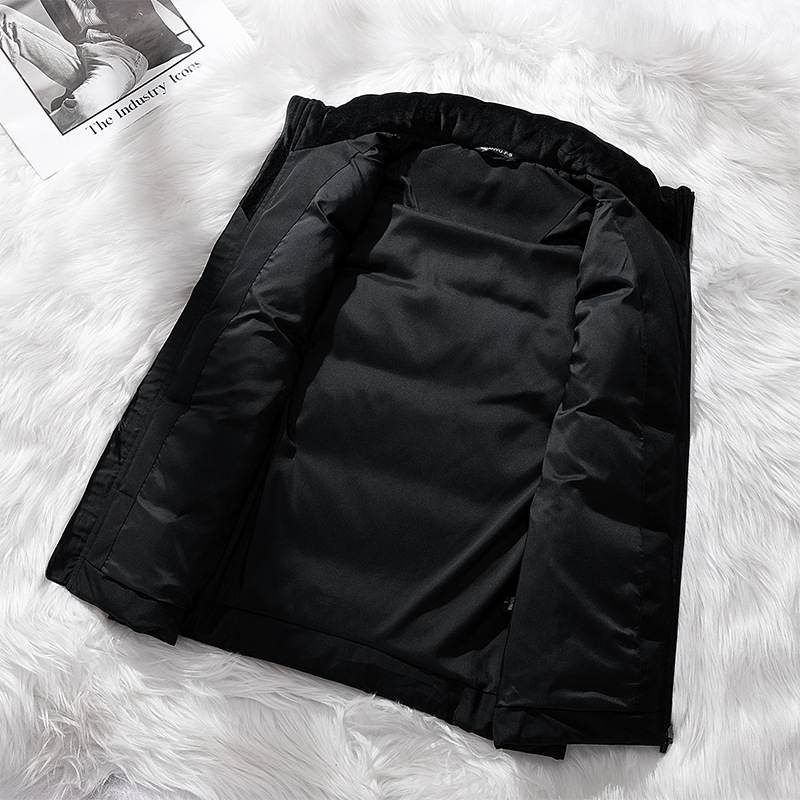 Pánska vesta s perím so stojacim golierom, zipsom, hrubá izolácia, polyesterový materiál