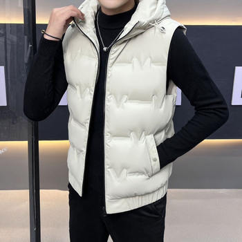 Kapucňová vesta s kačacím perím - 100% kačacie perie, ultraľahká, teplá, predný zips, polypropylénový vonkajší materiál