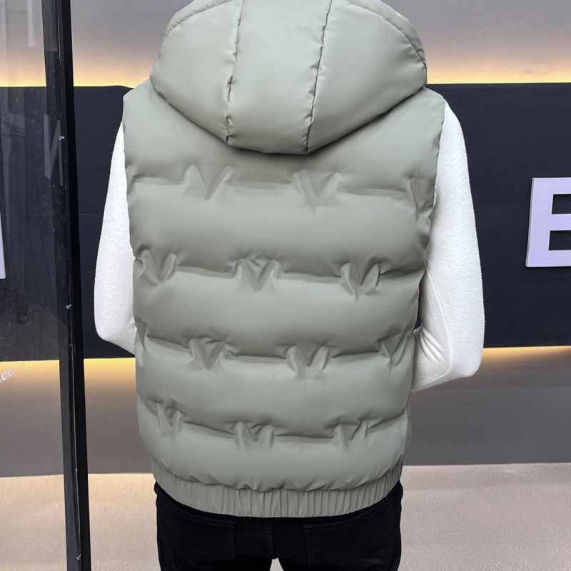 Kapucňová vesta s kačacím perím - 100% kačacie perie, ultraľahká, teplá, predný zips, polypropylénový vonkajší materiál