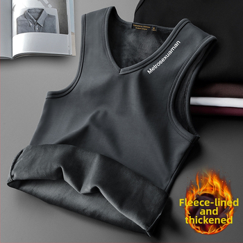 Pánska tielko vesta s fleecovou podšívkou, bavlna 40% – úzky strih, zima, bežné nosenie