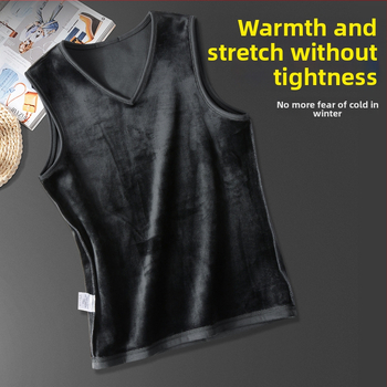 Pánska tielko vesta s fleecovou podšívkou, bavlna 40% – úzky strih, zima, bežné nosenie