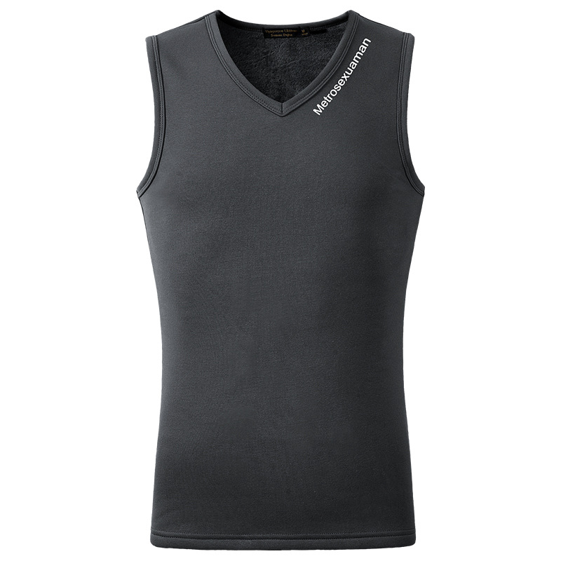 Pánska tielko vesta s fleecovou podšívkou, bavlna 40% – úzky strih, zima, bežné nosenie