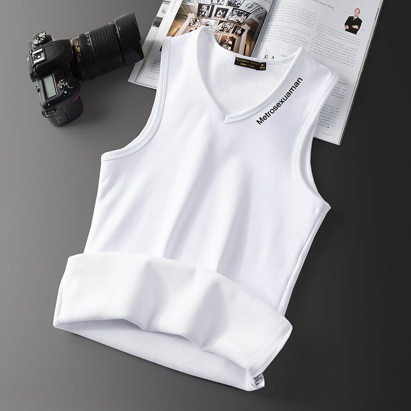 Pánska tielko vesta s fleecovou podšívkou, bavlna 40% – úzky strih, zima, bežné nosenie