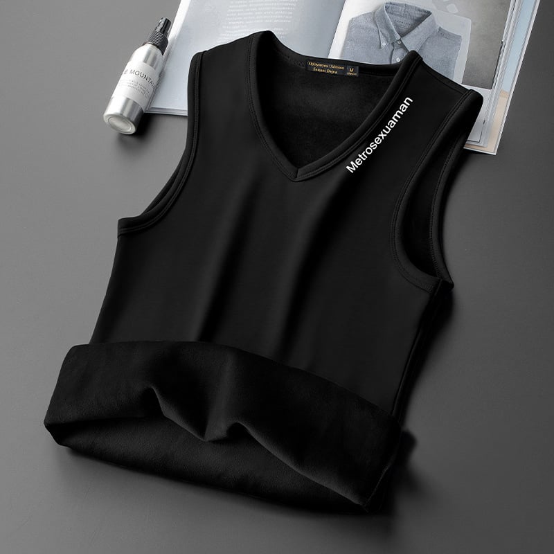 Pánska tielko vesta s fleecovou podšívkou, bavlna 40% – úzky strih, zima, bežné nosenie