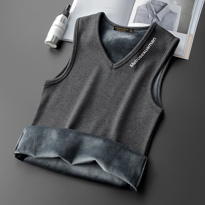 Pánska tielko vesta s fleecovou podšívkou, bavlna 40% – úzky strih, zima, bežné nosenie