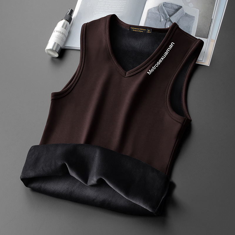 Pánska tielko vesta s fleecovou podšívkou, bavlna 40% – úzky strih, zima, bežné nosenie