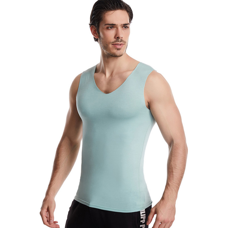 Pánske modal bezšvové tielko s širokými ramenami, okrúhly výstrih, stredná hrúbka 161–180 g/m², leto