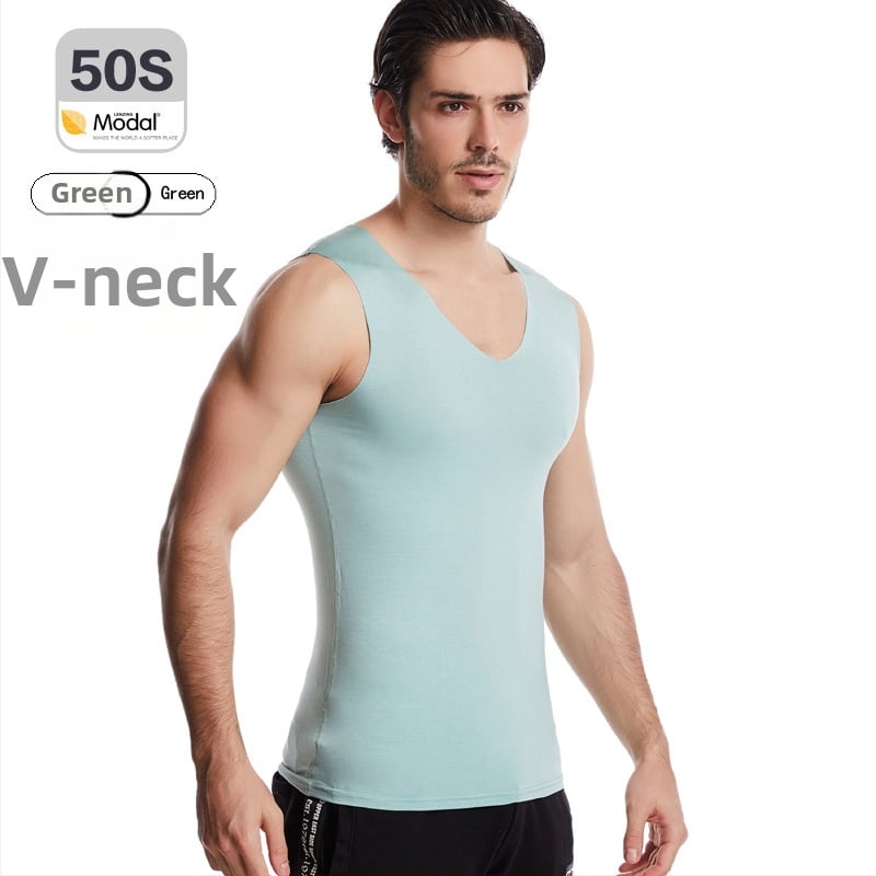 Pánske modal bezšvové tielko s širokými ramenami, okrúhly výstrih, stredná hrúbka 161–180 g/m², leto