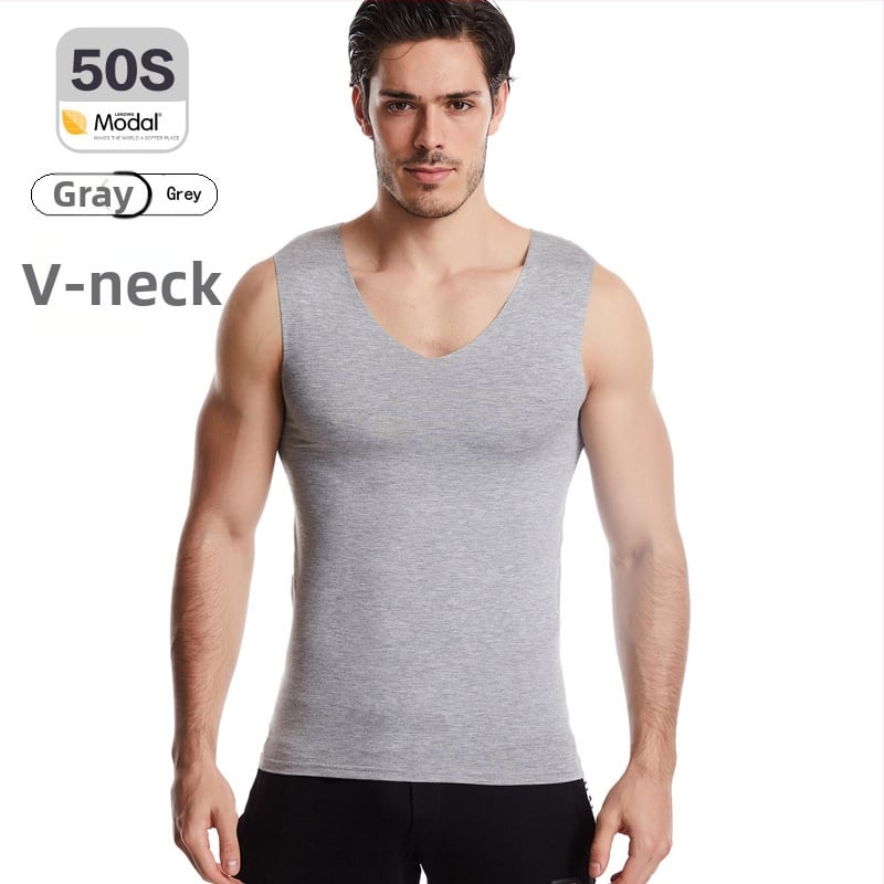 Pánske modal bezšvové tielko s širokými ramenami, okrúhly výstrih, stredná hrúbka 161–180 g/m², leto