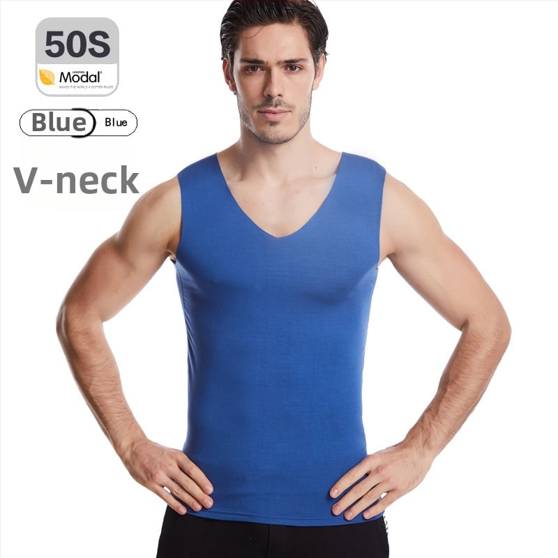 Pánske modal bezšvové tielko s širokými ramenami, okrúhly výstrih, stredná hrúbka 161–180 g/m², leto