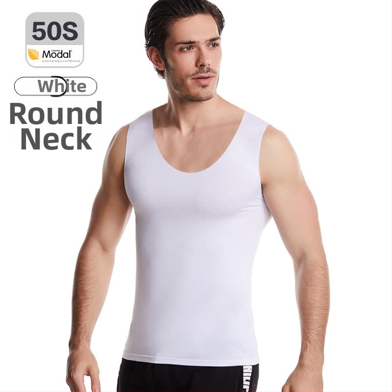 Pánske modal bezšvové tielko s širokými ramenami, okrúhly výstrih, stredná hrúbka 161–180 g/m², leto