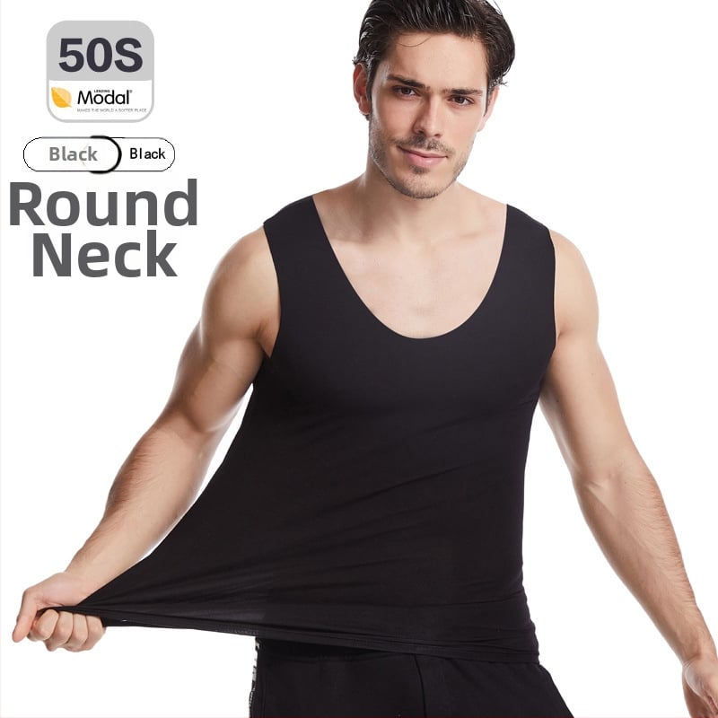 Pánske modal bezšvové tielko s širokými ramenami, okrúhly výstrih, stredná hrúbka 161–180 g/m², leto