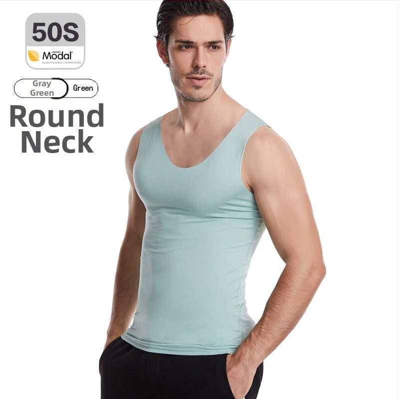 Pánske modal bezšvové tielko s širokými ramenami, okrúhly výstrih, stredná hrúbka 161–180 g/m², leto