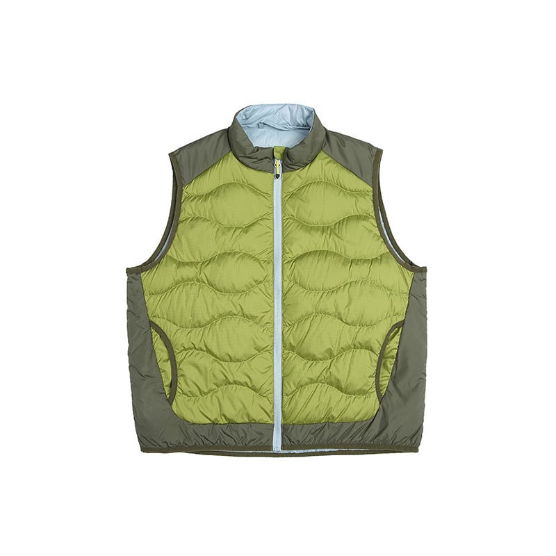 Унисекс лека пухена жилетка с дизайн на блокове, съдържание пух 91–95%, запълване 30–55 g, външен материал полиестер 100%, подплата найлон, за зимния сезон